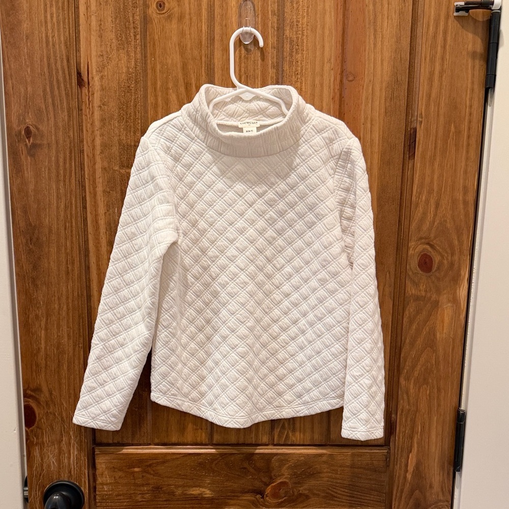 Crewcuts White Quilted Kids Turtleneck Sweater, Size small